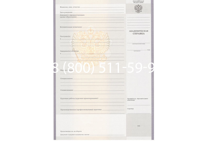 Купить Академическая справка образца 2010-2011 год для колледжа в Казани Купить Академическая справка образца 2010-2011 год для колледжа в Казани