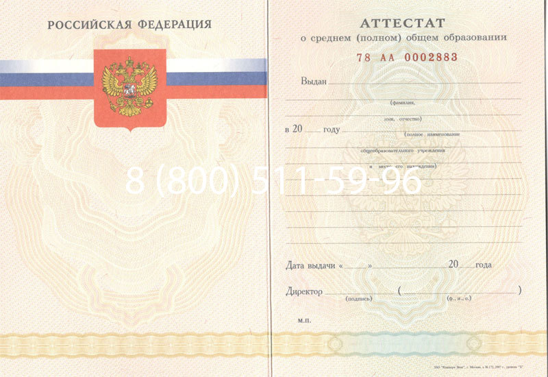 Купить Аттестат за 11 класс 2007-2010 годов в Казани