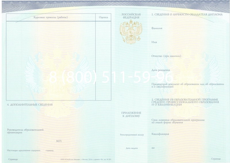 Купить Диплом техникума (Спецбланк) 2014-2026 года в Казани